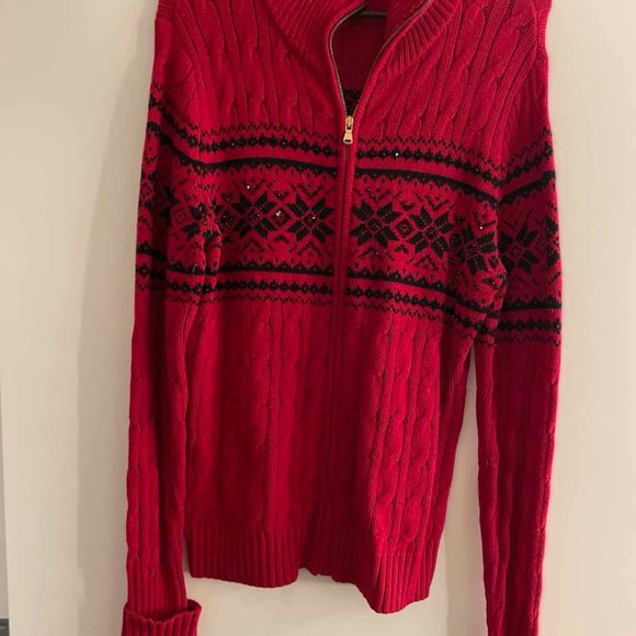 Ralph Lauren Red Sweater with black beading - Picture 2 of 5